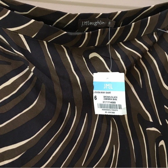 J.McLaughlin Louisa Maxi Skirt Zambria Bias Black Brown - Picture 3 of 4